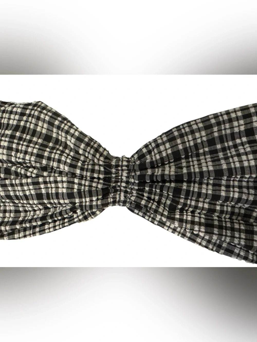 Lululemon gingham Seersucker Check Gathered Headband scrunchie White Black NWT